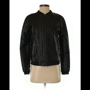 Lush quilted faux leather moto jacket, small